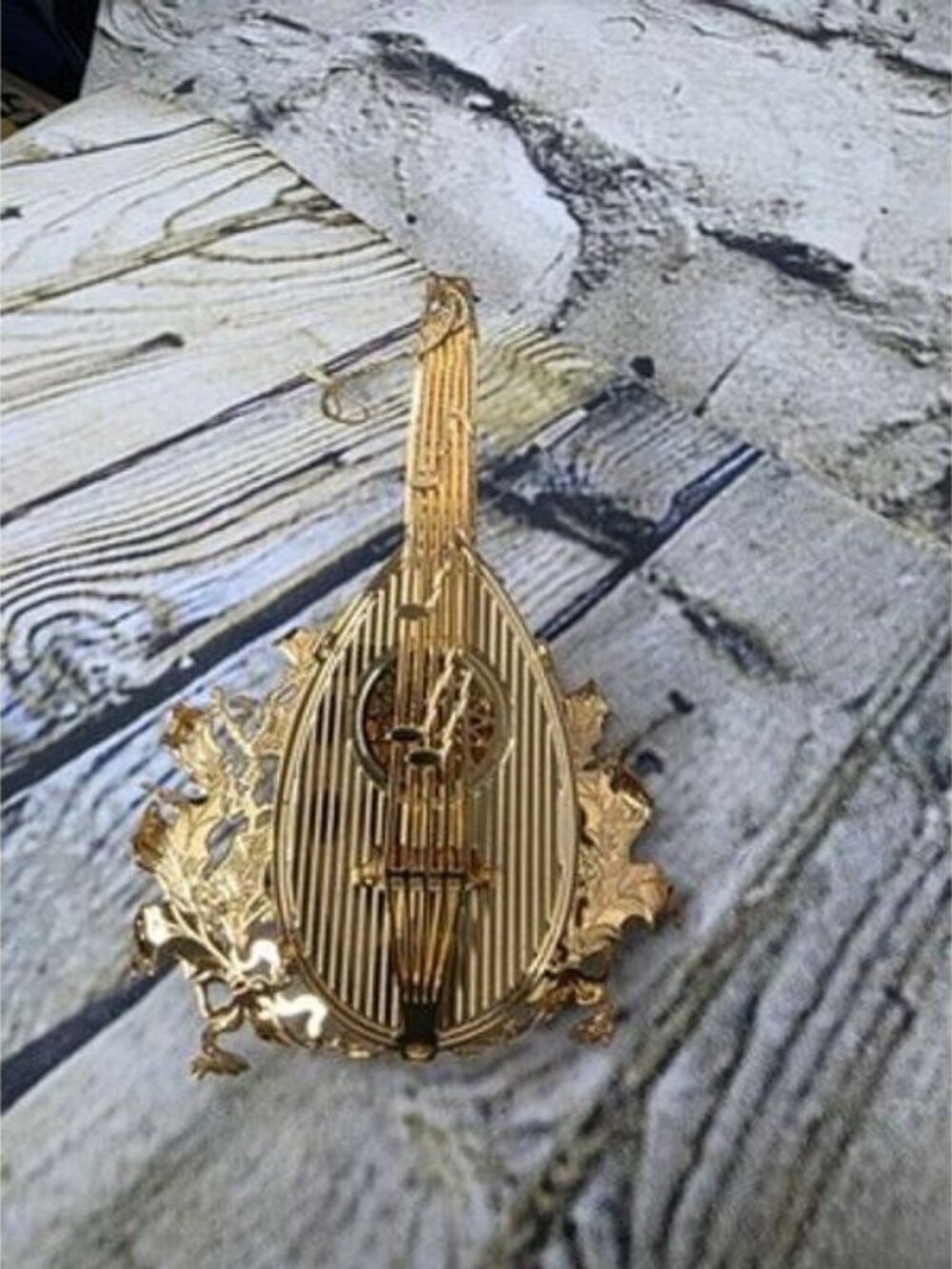 1998 The Danbury Mint Christmas Ornament Lute Mandolin 23k Gold Plated